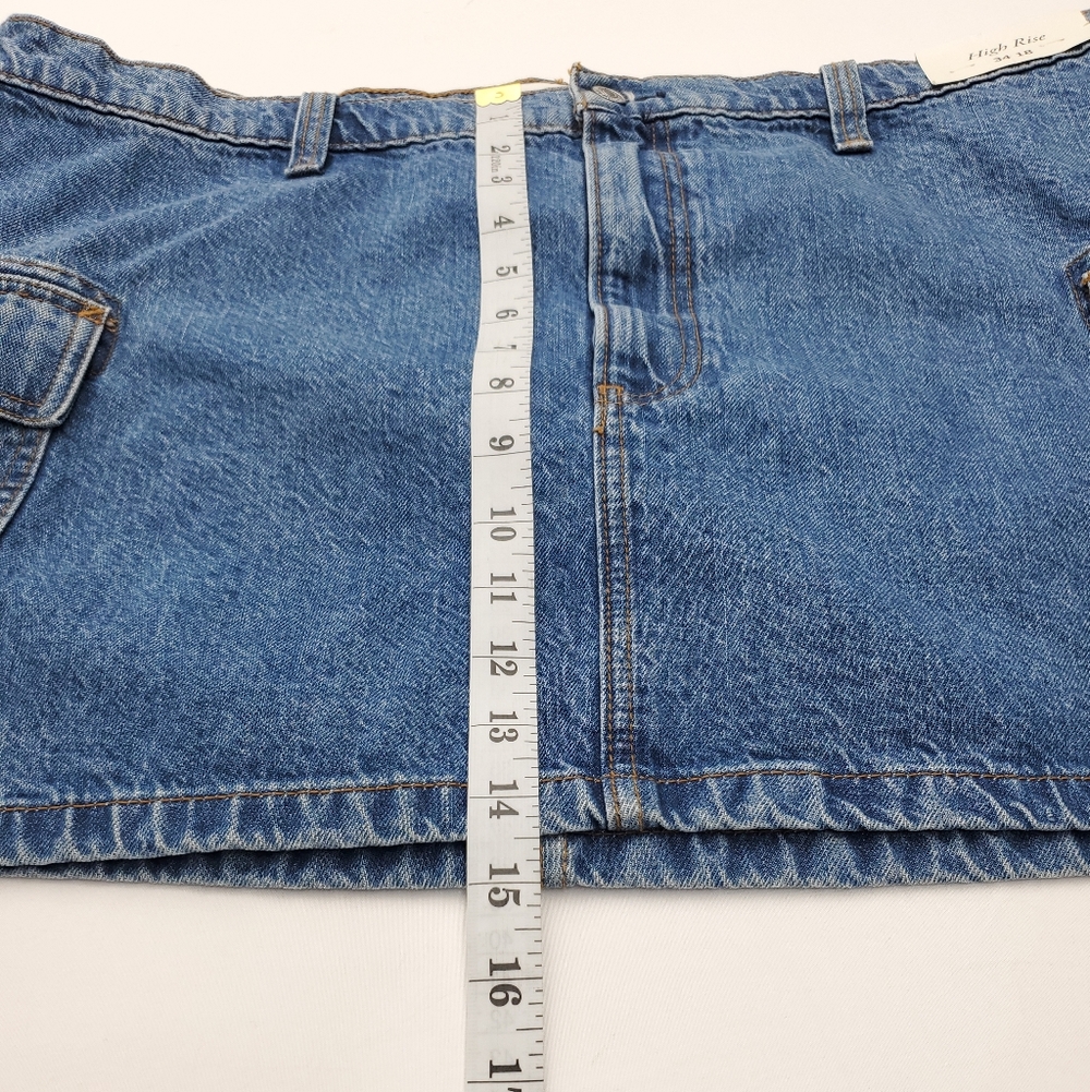 NEW Abercrombie & Fitch High Rise Denim Cargo Mini Skirt Size 34/18 - Picture 3 of 14